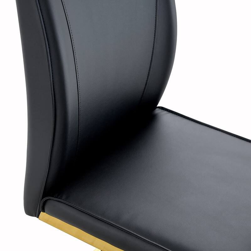 2PCS PU Meterial Dining Chairs With Metal Legs