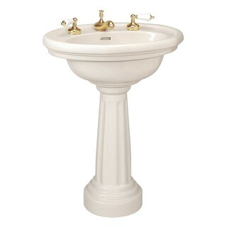 Philadelphia 26" W Oval Biscuit Pedestal Bathroom Sink Porcelain Sink with 8" Faucet Holes and Overflow Renovators Supply