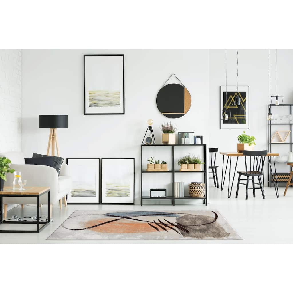 Marina Collection Abstract Multicolor Area Rug