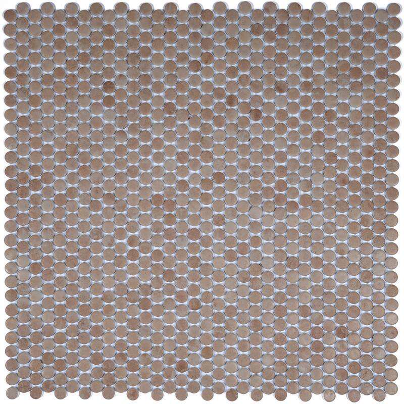 Lucenza 12x12 in. Matte Recycled Glass Penny Round Mosaic Wall and Floor Tile (10.56 sq ft/case, 12-Pack)