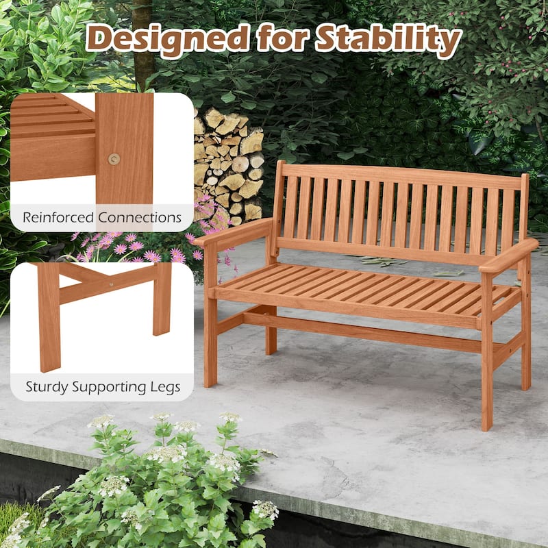 Gymax 2-Person Patio Loveseat Garden Bench w/Slatted Backrest &