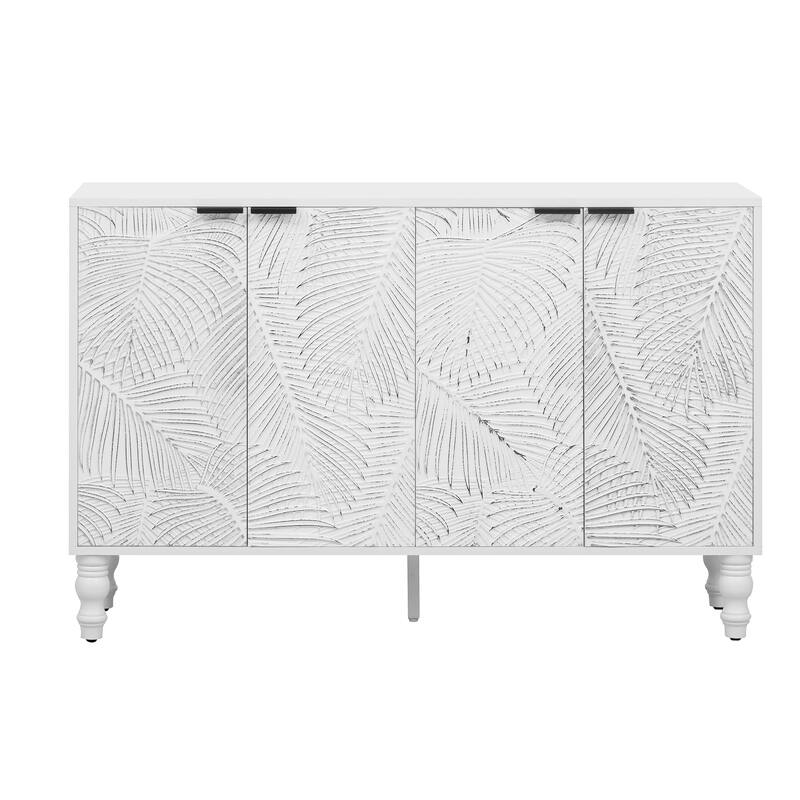 47.2'' Modern TV Stand Media Console with Wood Legs, White Entertainment Center for TVs up to 43'' for Living Room