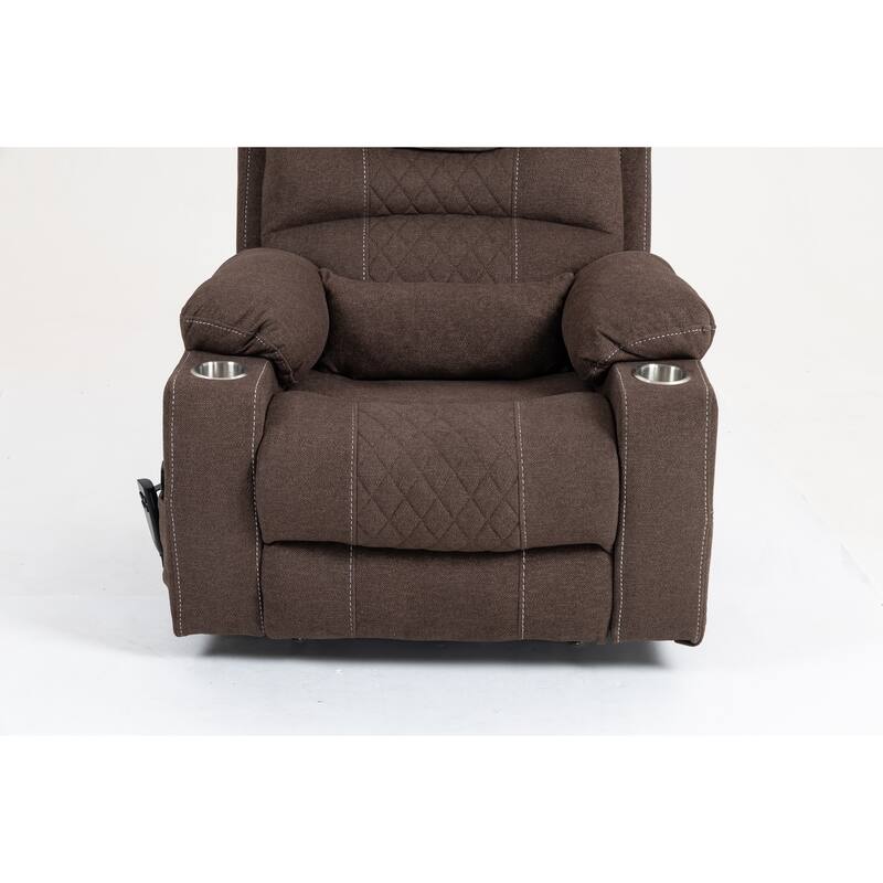 Velvet Oversized Power Lift Recliner Chair, Dual OKIN Motors & Cup Holders