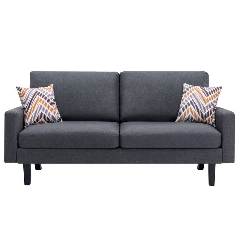 Linen Sofa and 2 Chairs with 2 Throw Pillows