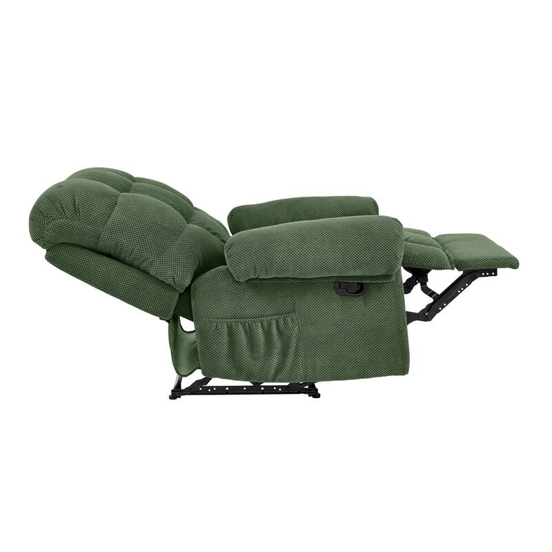 Recliner Chair, Overstuffed Armchair, Manual Recliner, Padded Footrest, Ergonomic Lounge Chair, Soft Fabric Recliner