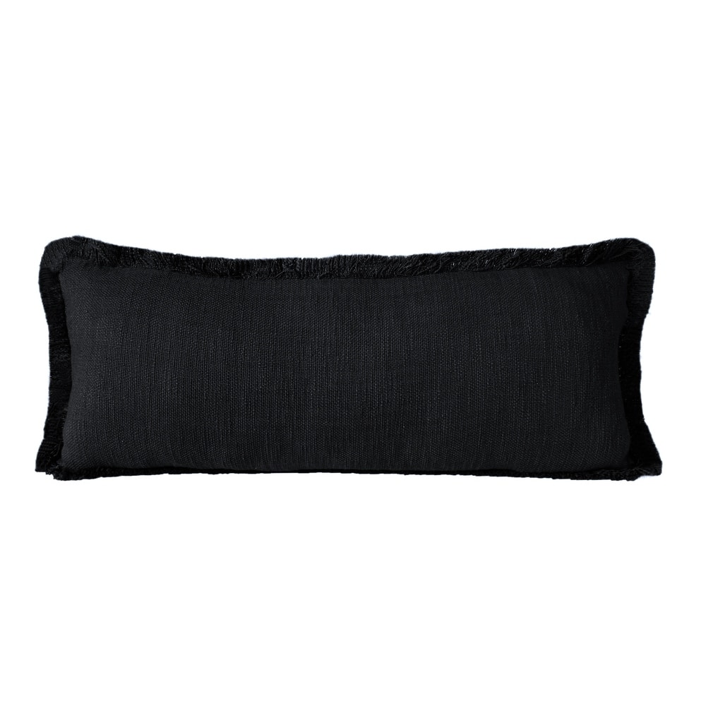 Sevita Solid Cotton Fringe Throw Pillow
