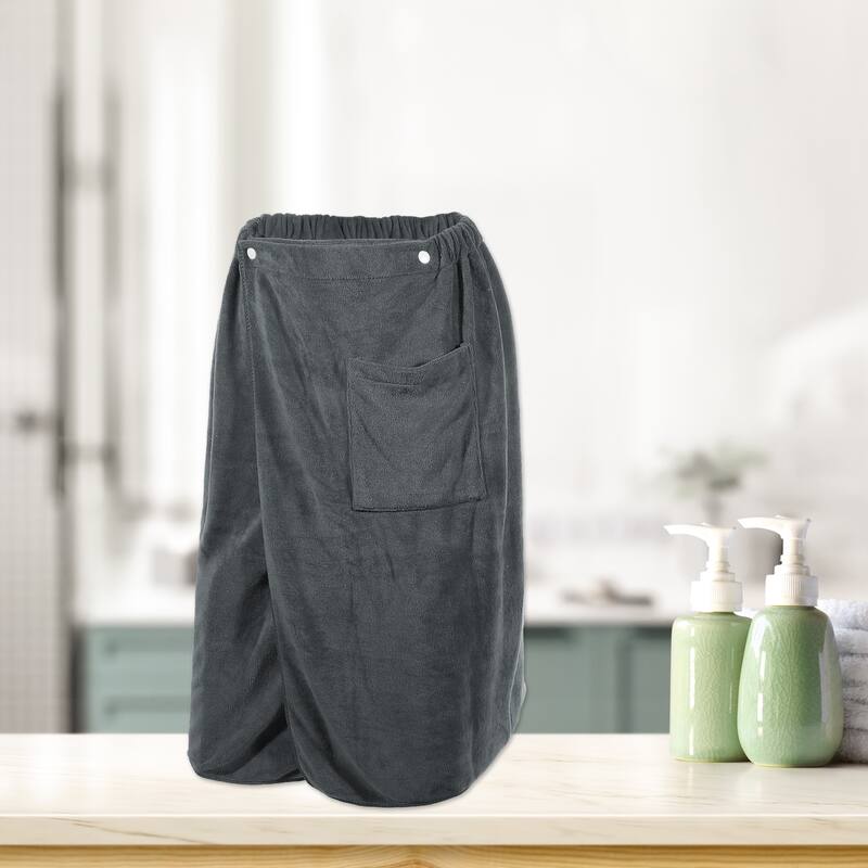2 Pcs Men's Bath Wrap Towel, Body Wrap for Shower Spa, Adjustable Robes - Gray - 27.56"x 55.12"