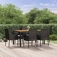 preview thumbnail 20 of 91, vidaXL 3 Piece Patio Dining Set with Cushions Black Poly Rattan - 18.9" x 21.7" x 34.6"