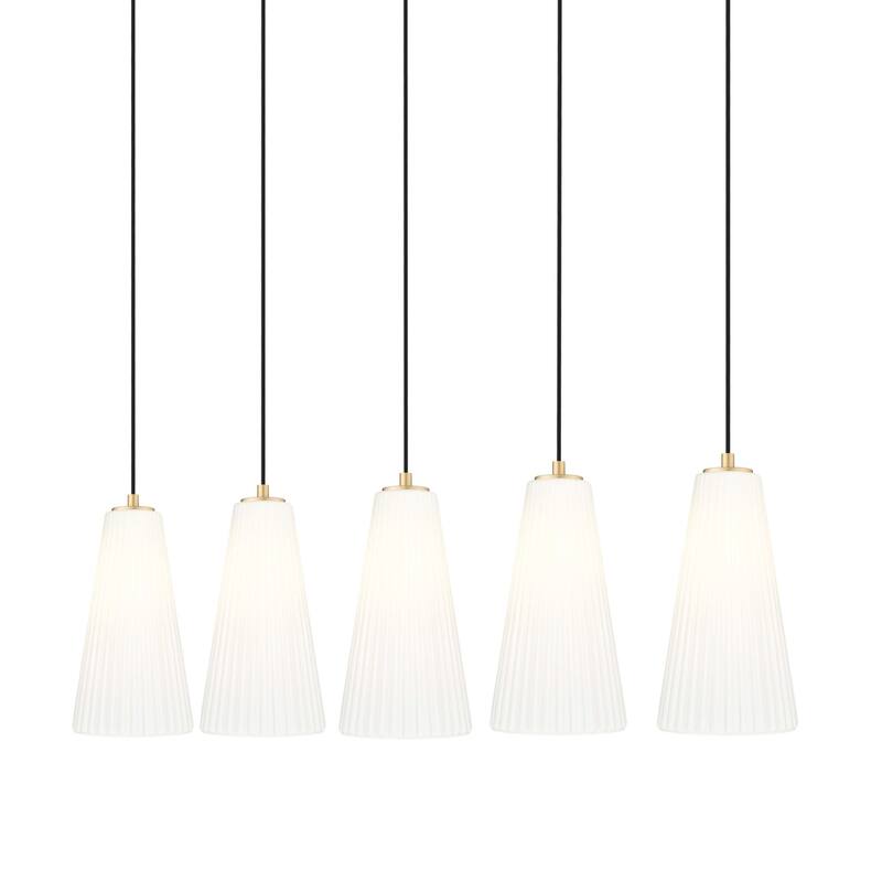 Z-Lite 3043P7-5L Farrell 5 Light 42" Wide Linear Chandelier - Modern Gold