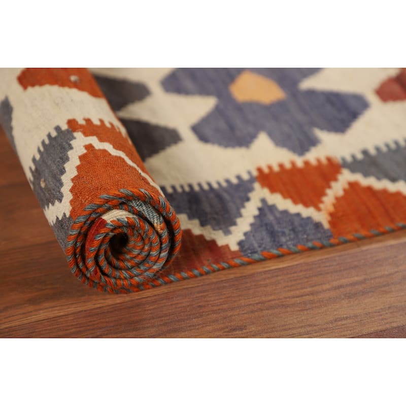 Kilim Qashqai Persian Vintage Rug Hand-Woven Tribal Wool Carpet - 5'1"x 8'2"