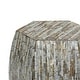 preview thumbnail 16 of 18, Gray Mother of Pearl Shell Handmade Shell Mosaic Hexagon Geometric Side End Accent Table with Brown Accents