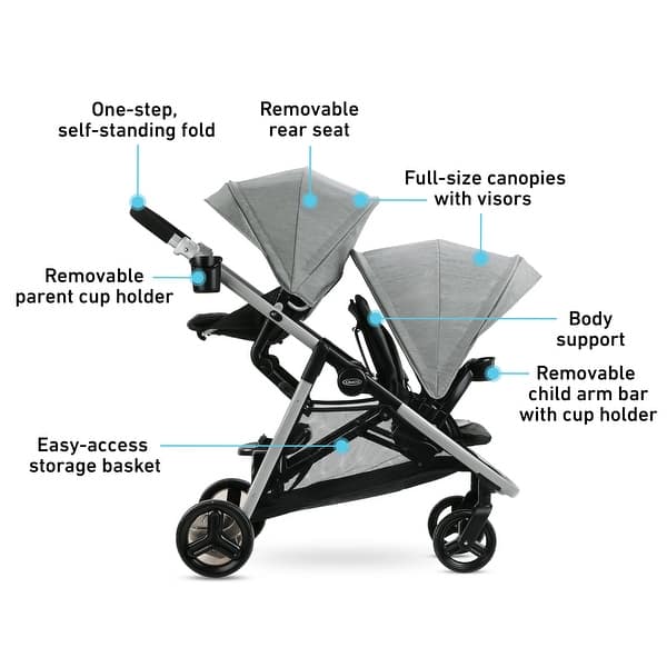 Graco Ready2Grow LX 2.0 Double Stroller Features Bench Seat and