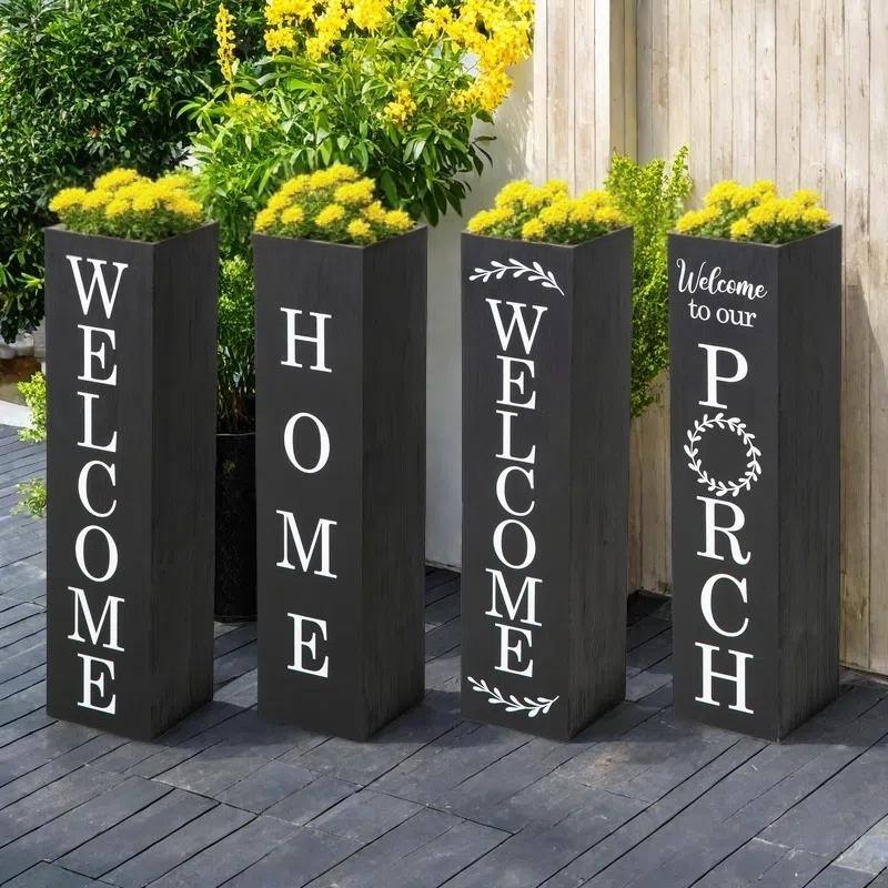 Glitzhome 30"H Double Sided Wooden Black Boxed WELCOME PORCH or WELCOME HOME Porch Sign