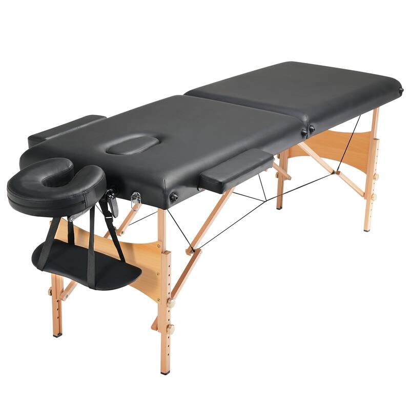 Portable Massage Table, 2 Folding Lightweight Massage Table, 8-Level Height Adjustable Salon Tattoo Bed, Spa Table with Headrest