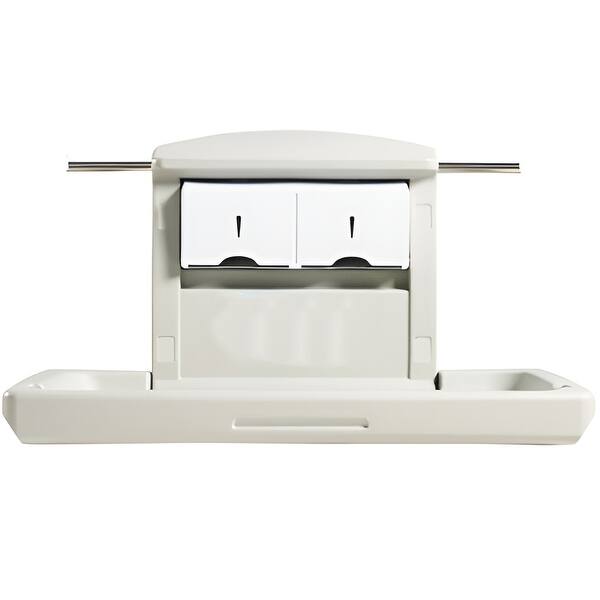 slide 2 of 10, Gray HDPE Foldable Wall Baby Changing Table with Safety Belt & Rods - 33.86 x 22.24 x 19.69 inch