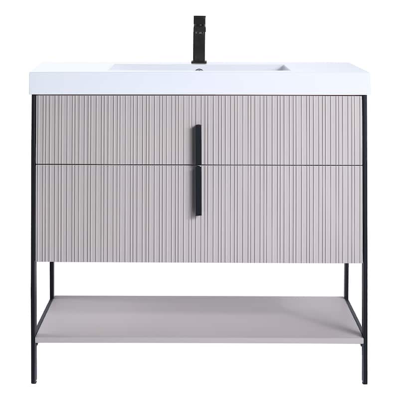 Fine Fixtures Serenity Modern Bathroom Vanity with White Gel Acrylic Top