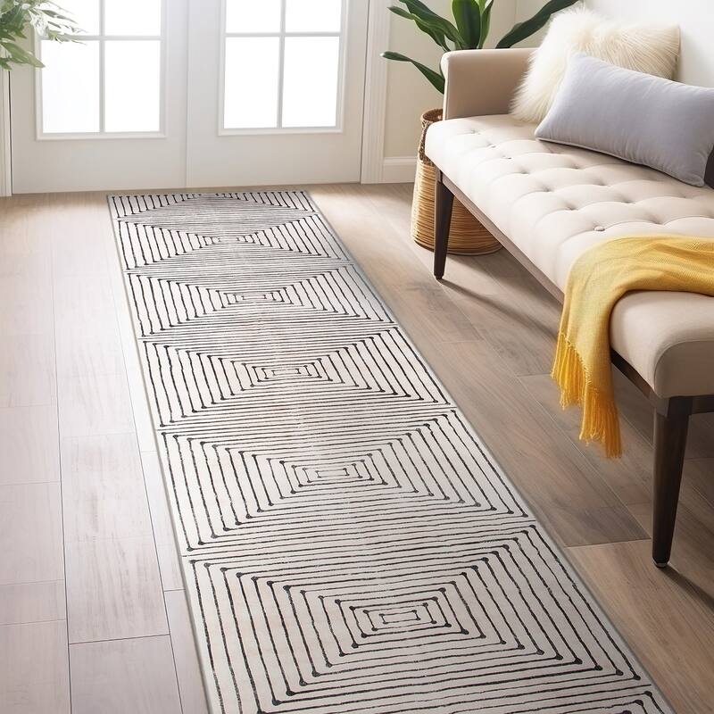 World Rug Gallery Bohemian Stripes Washable Non Slip Area Rug