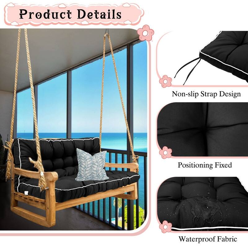 Porch Swing Replacement Cushion, 55in Outdoor Bench Cushions with Backrest Thicken 4"