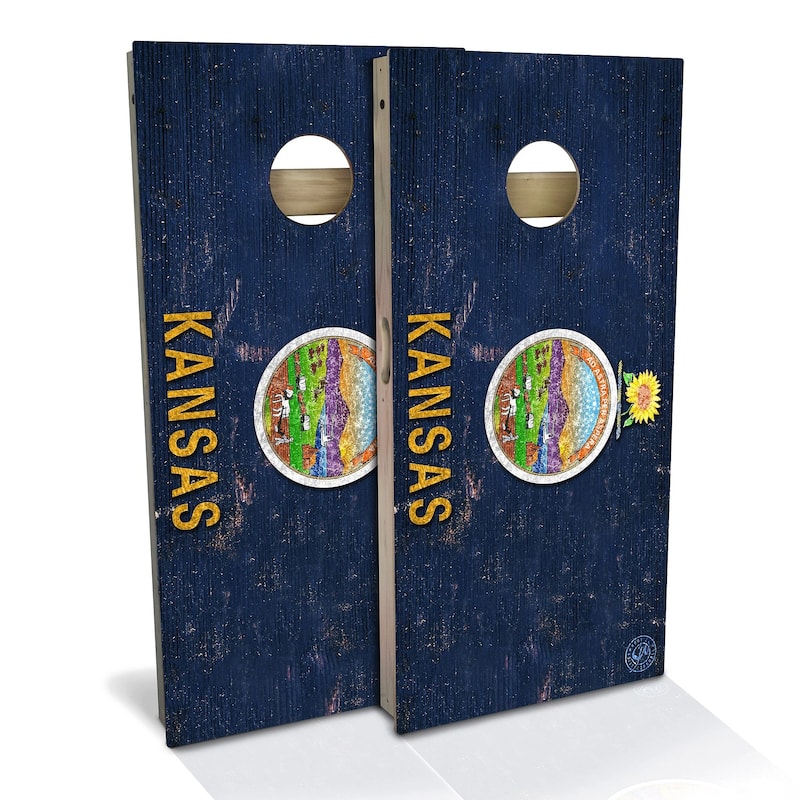 Kansas Flag Outdoor Cornhole Board Set