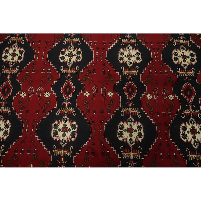 Hand Knotted Oriental 100% Wool Carpet Traditional Tribal Red Balouch Area Rug - 11' 3'' X 8' 6''