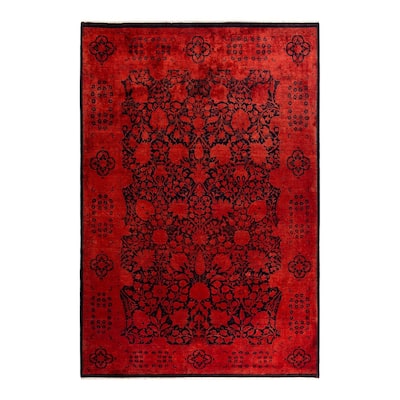 Contemporary Overdyed Wool Hand Knotted Area Rug - 6' 1" x 8' 10"