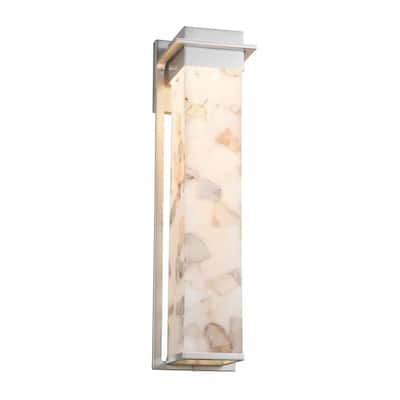 Justice Design Alabaster Rocks! Pacific Brushed Nickel 24-inch LED Outdoor Wall Sconce, Alabaster Rocks Shade