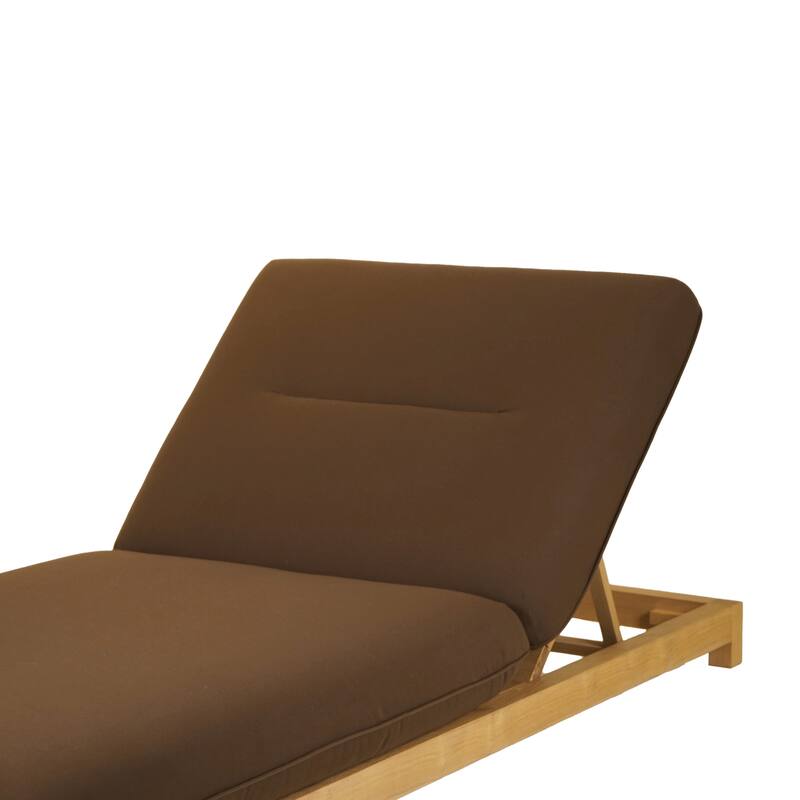 NADAAL STUDIOS Sorelle Outdoor Lounge Chair, Adjustable Backrest, Solid Teak Frame, Brown Olefin Fabric