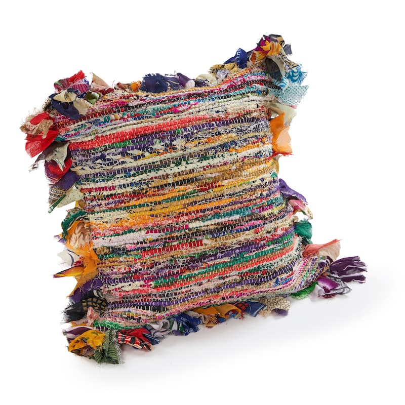 Sevita Multi Striped Recycled Materials 18"x18" Square Throw Pillow, Set of 2 or 4