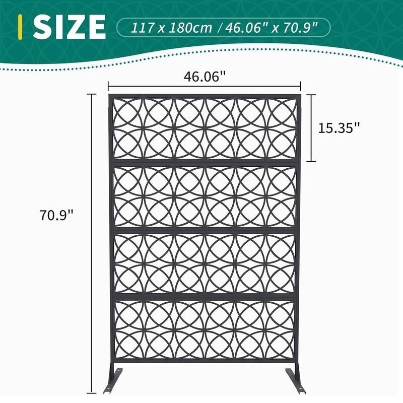 1 Pc Freestanding Decorative Metal Privacy Screen Outdoor with Stand for Balcony, Copper Coin