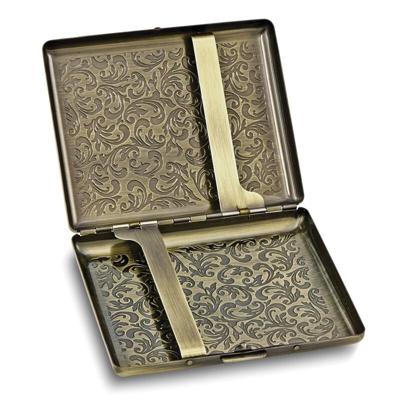 Curata Antique Gold-Tone Scrolled Design (Holds 20) Cigarette/Card Case