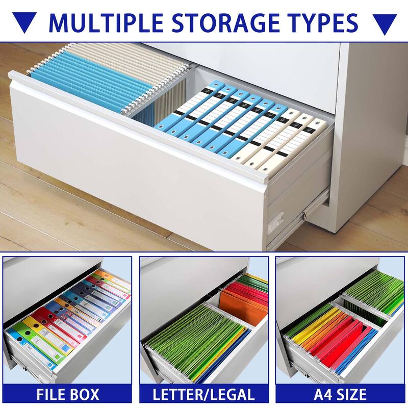 5 Drawer Metal Lateral File Cabinet,Filing Cabinet with Lock,Lockable File Cabinet for Home Office,Locking Metal File Cabinet