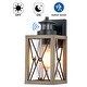 preview thumbnail 2 of 6, 1-Light Black and Faux Wood Motion Sensor Outdoor Wall Sconce - Black&Faux Wood
