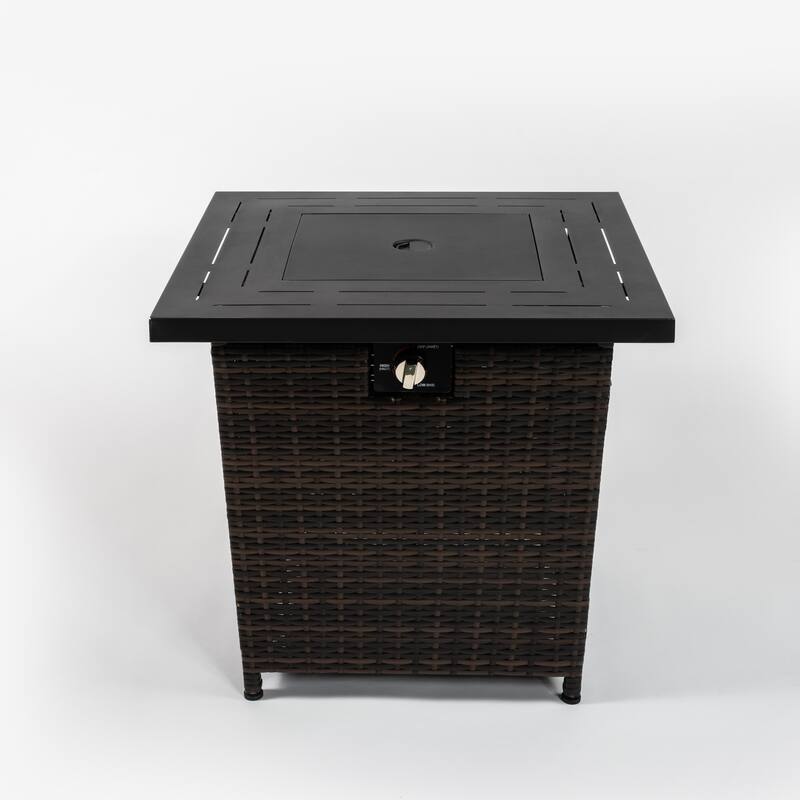 28inch Wicker Square Fire Pit Table Outdoor