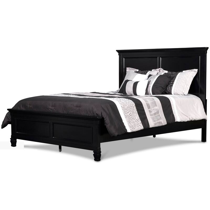 Umi King Size Bed, Classic Panel Design with Molded Details, Black Wood