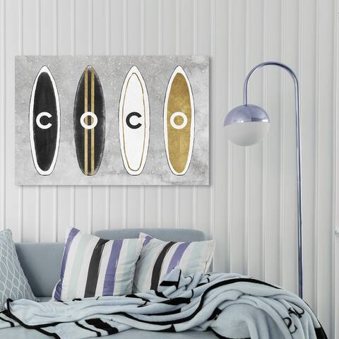 Oliver Gal 'Coco Surfboards' Fashion and Glam Wall Art Canvas Print Lifestyle - Gold, White