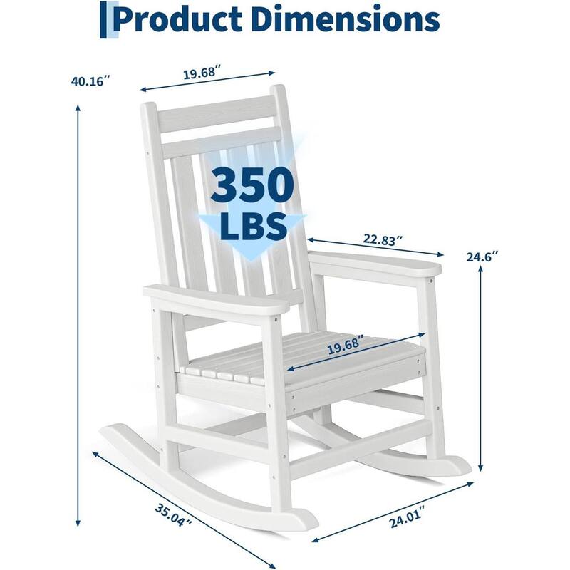 2 PCS HDPE Rocking Chair Outdoor, Porch Rocker Chairs for Patio Front Porch