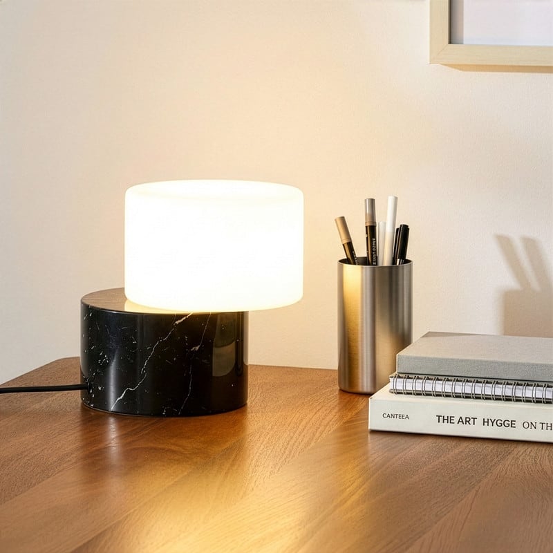 Brightech ZigZag LED Black Marble Modern Dimmable Bedside Nightstand Desk Lamp