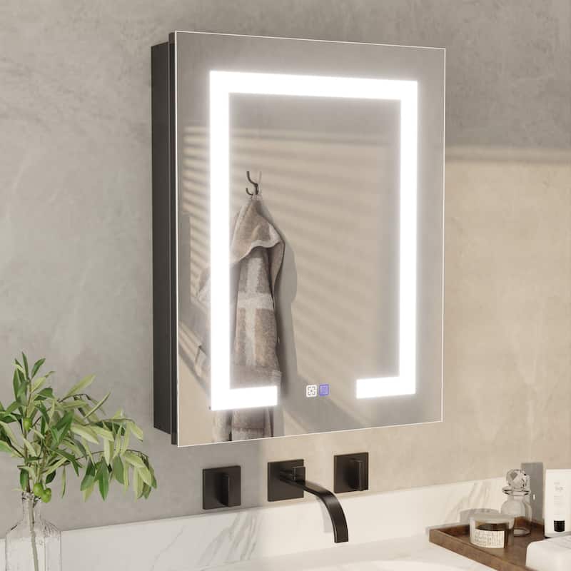 ExBrite 20" x 26" LED Bathroom Medicine Cabinet with Mirrors, Defog - 20" x 26" - Hinge on Left