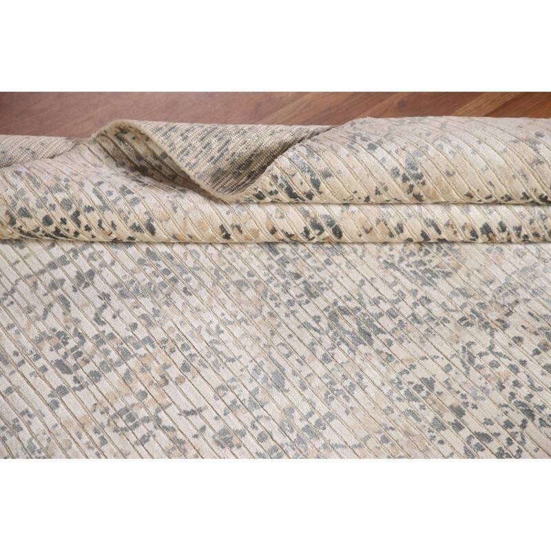 All-Over Abstract Oriental Accent Rug Handmade Wool Carpet - 3'11"x 5'8"