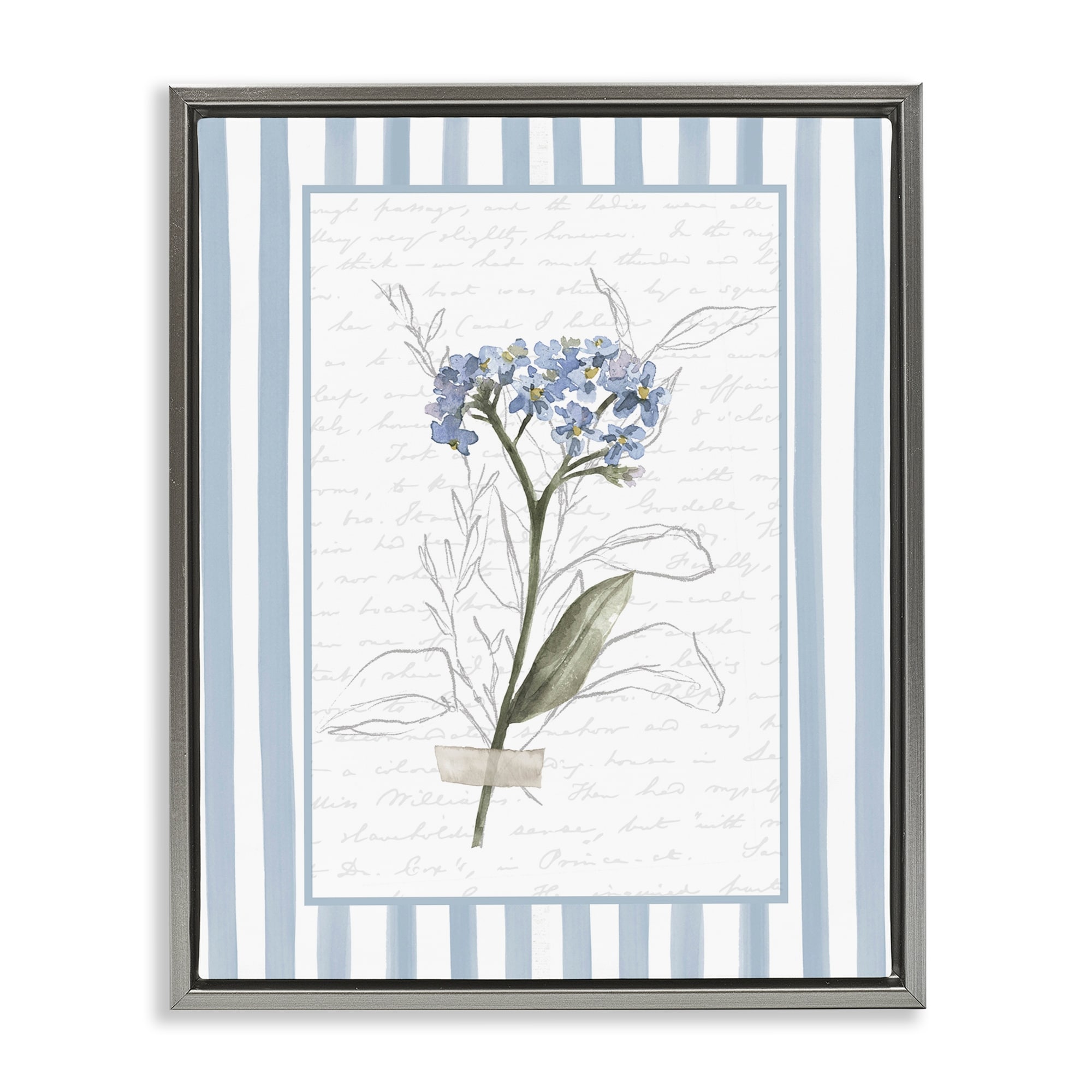 Stupell Striped Cottage Herb Sketch Framed Floater Canvas Wall Art Design By Lettered and Lined