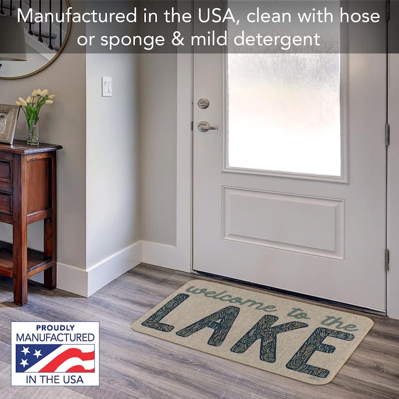 Lakeside Days Indoor/Outdoor Natural Linen Look Floor Mat with Recycled Rubber Back Manufactured in The USA 29.5” x 17.75”