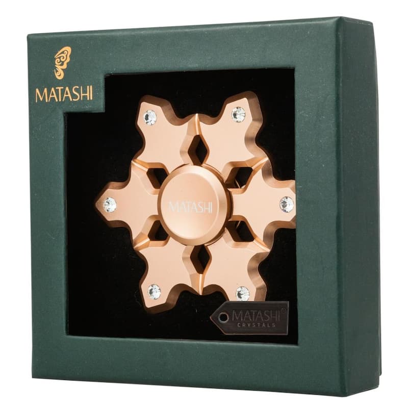 (Qty 2) Matashi Rose Gold Hanging Christmas Tree Snowflake Ornament w/ Crystals, Christmas Decorations for Holiday, Shiny metal
