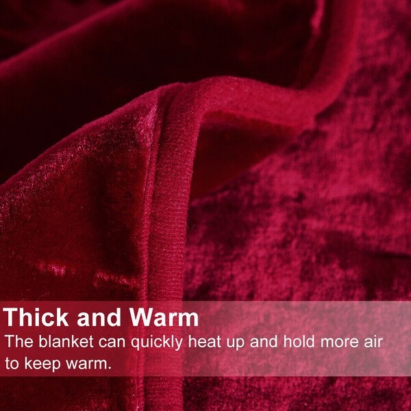 Thick Polyester Fall Winter Blanket King Size Burgandy On Sale
