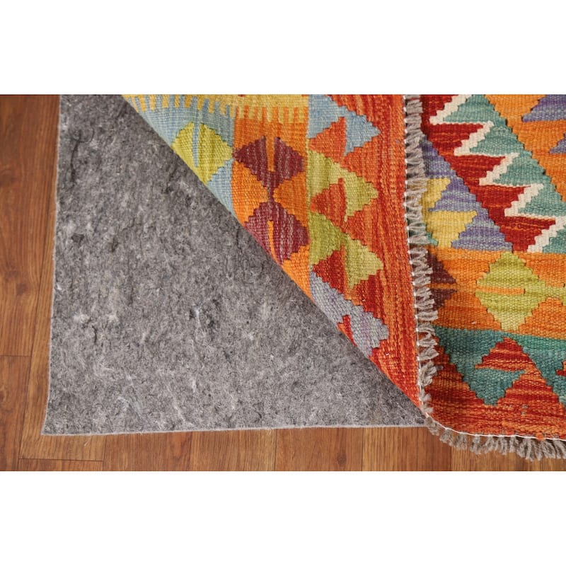 Reversible Kilim Oriental Area Rug Hand-Woven Southwestern Wool Carpet - 3'6"x 4'10"