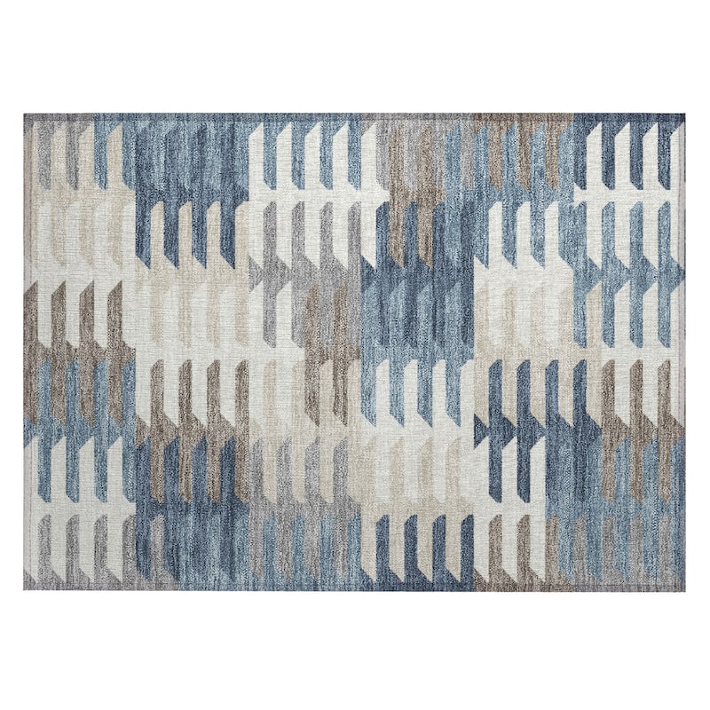Machine Washable Indoor/ Outdoor Modern Stacks Chantille Rug