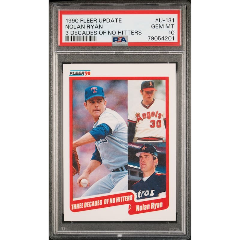 Nolan Ryan 1990 Fleer Update 3 Decades of No Hitters Card #U-131 Graded PSA 10 - 8'6" x 11'6"