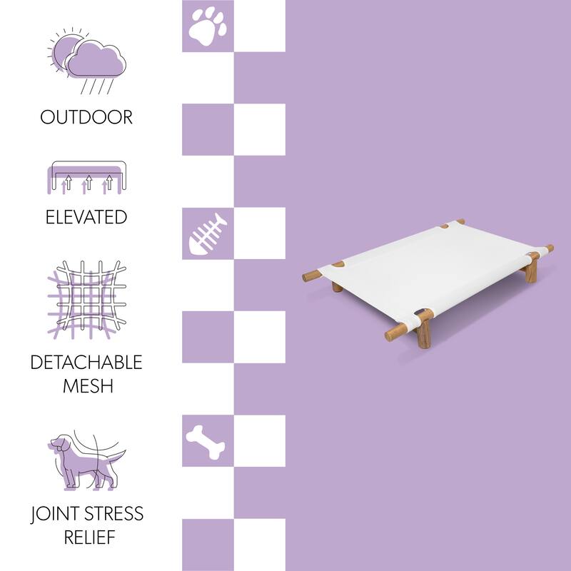 Chester Modern Minimalist Wood Frame Elevated Outdoor Dog Bed