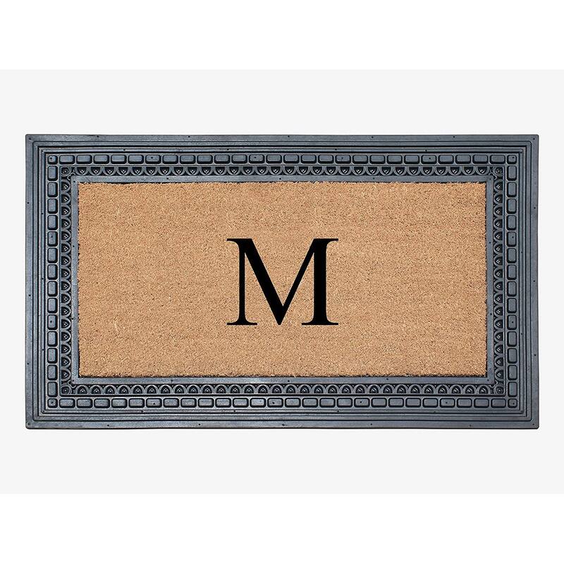 A1HC Rubber and Coir, 24" X 39" Heavy Duty Outdoor Monogrammed Doormat - Monogrammed M