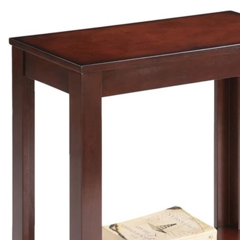 24" Narrow Wood Side Table with Bottom Shelf Rectangular End Table for Bedroom or Living Room - 24"L x 12"W x 24"H