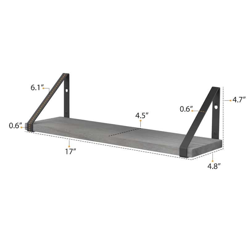 Wallniture Ponza 17" x 4.5" Floating Shelves for Living Room, Wall Storage